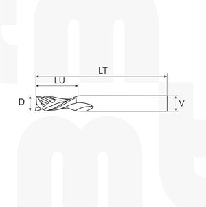 Fresa / Broca Compresión 3 filos 6 D x 22 LU x 6 V x 60 LT - MTM tools 330-600-22