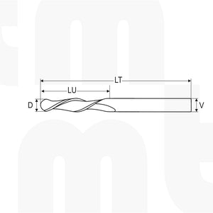 Fresa / Broca Esférica 2 filos 6 D x 22 LU x 6 V x 60 LT - MTM tools 500-600-22