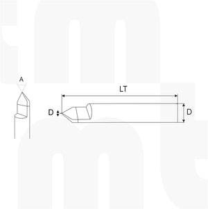 Fresa / Broca Cónica PCD 60° x 0.4 x 6 V x 50 LT - MTM tools 180-040-60