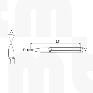 Fresa / Broca Cónica 90° x 0.1 x 1/8 V x 38 LT - MTM tools 150-010-90