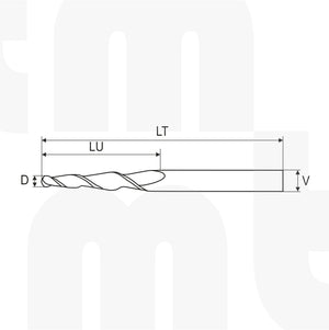 Fresa / Broca Cónica Esférica 2 filos ZrN 2 D x 30 LU x 6 V x 75 LT - MTM tools 535-200-30