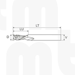 Fresa / Broca Compresión 2 filos nACo 5 D x 22 LU x 5 V x 60 LT - MTM tools 325-500-22