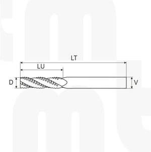 Fresa / Broca Rompe-Viruta 3 filos AlTiN 4 D x 12 LU x 4 V x 50 LT - MTM tools 385-400-12