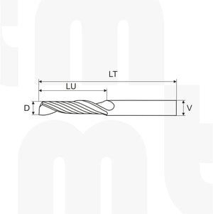 Fresa / Broca Down-Cut 1 filo 5 D x 22 LU x 5 V x 50 LT - MTM tools 230-500-22