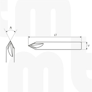 Fresa / Broca Cónica Biselado ZrN 60° x 0.1 x 6 V x 60 LT - MTM tools 92-006-60