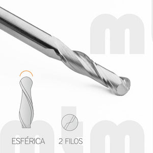 Fresa / Broca Esférica 2 filos 12 D x 52 LU x 12 V x 100 LT - MTM tools 500-1200-52