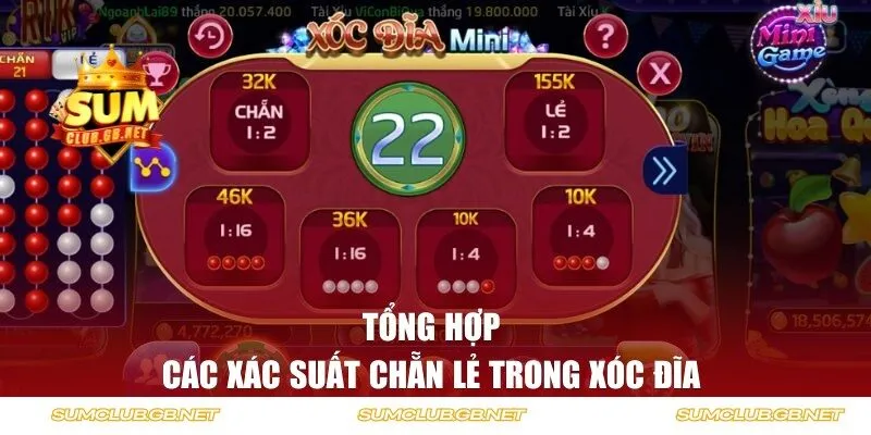 Tổng hợp các xác suất chẵn lẻ trong xóc đĩa 